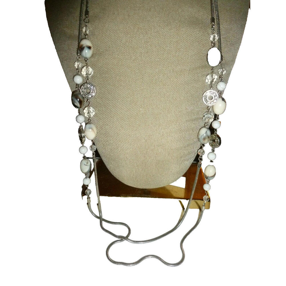 Double Strand Rhinestone Bead Statement Necklace … - image 2